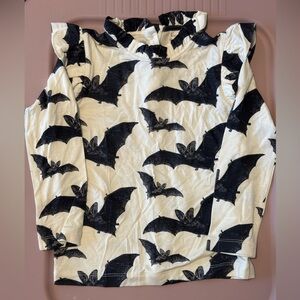 kate quinn White Top with Black Bat Print